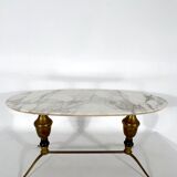 Vintage brass and marble coffee table. Italy 1950s