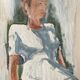 Painting signed pastel female portrait “light in the garden”