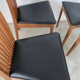 Set of 4 high back chairs in wood and imitation leather Italian design Calligaris