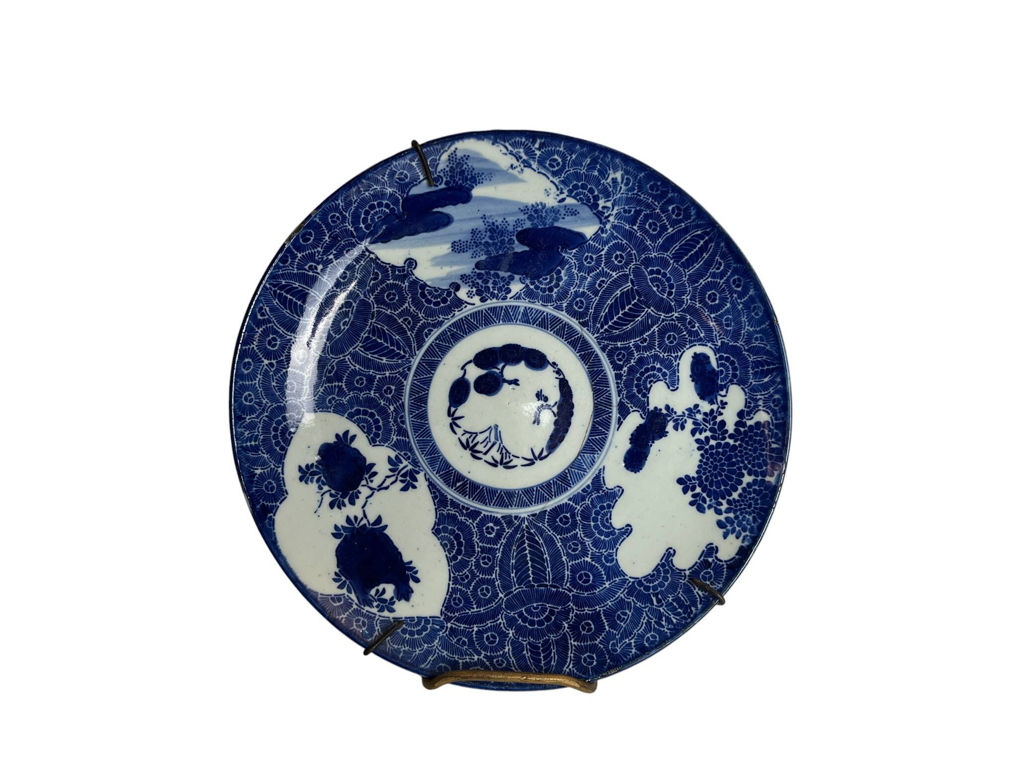 Japan, large white and blue porcelain plate from the 19th century.