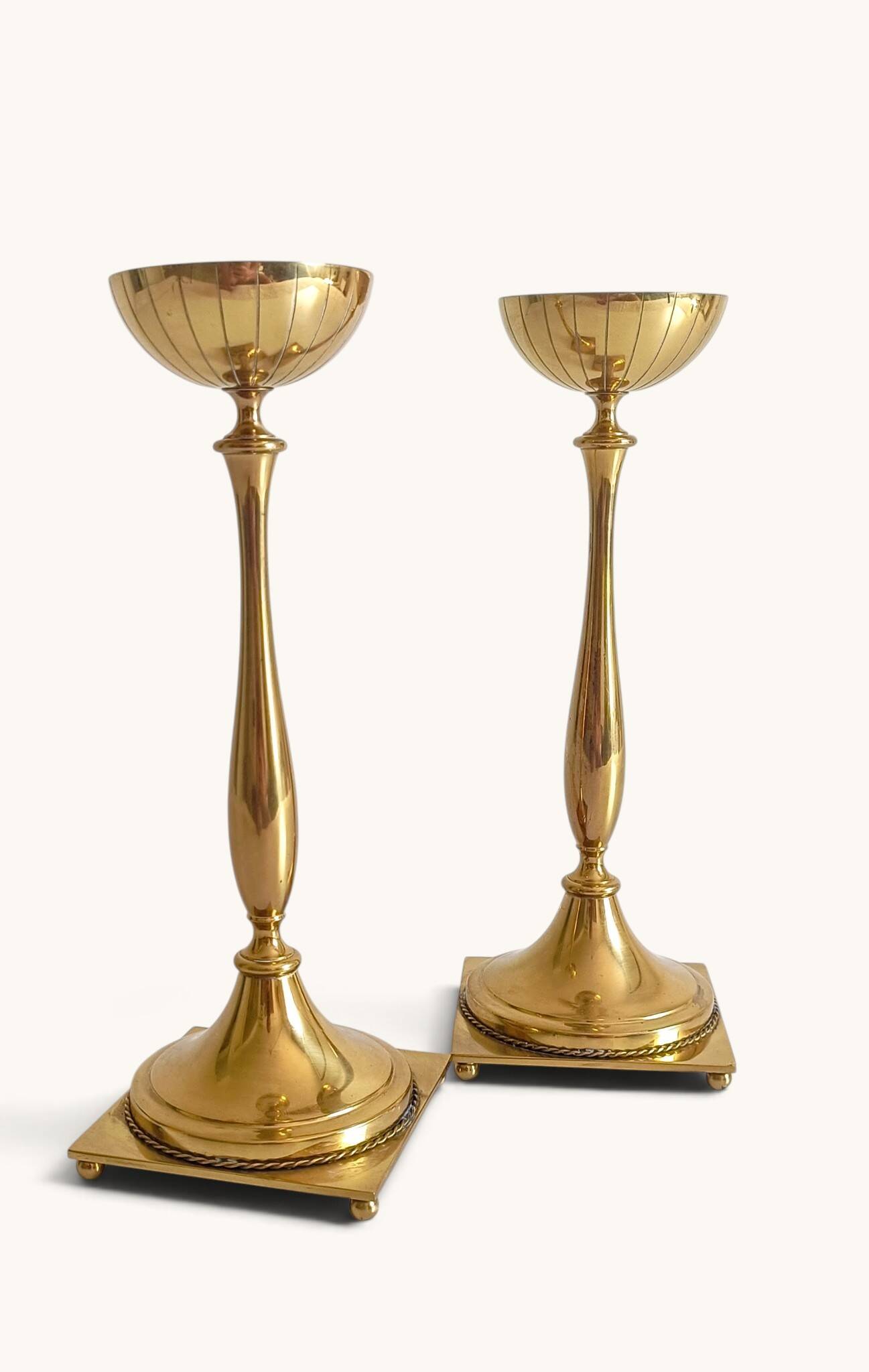 Scandinavian Modern Brass Candlesticks by Gunnar Ander for Ystad Metall