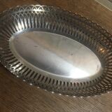 Openwork silver metal bread basket