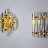 Duo of venini wall lamps, Murano, cut glass, Italy, 1970