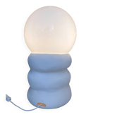 Grande lampe à poser en céramique écrue avec globe boule forme organique