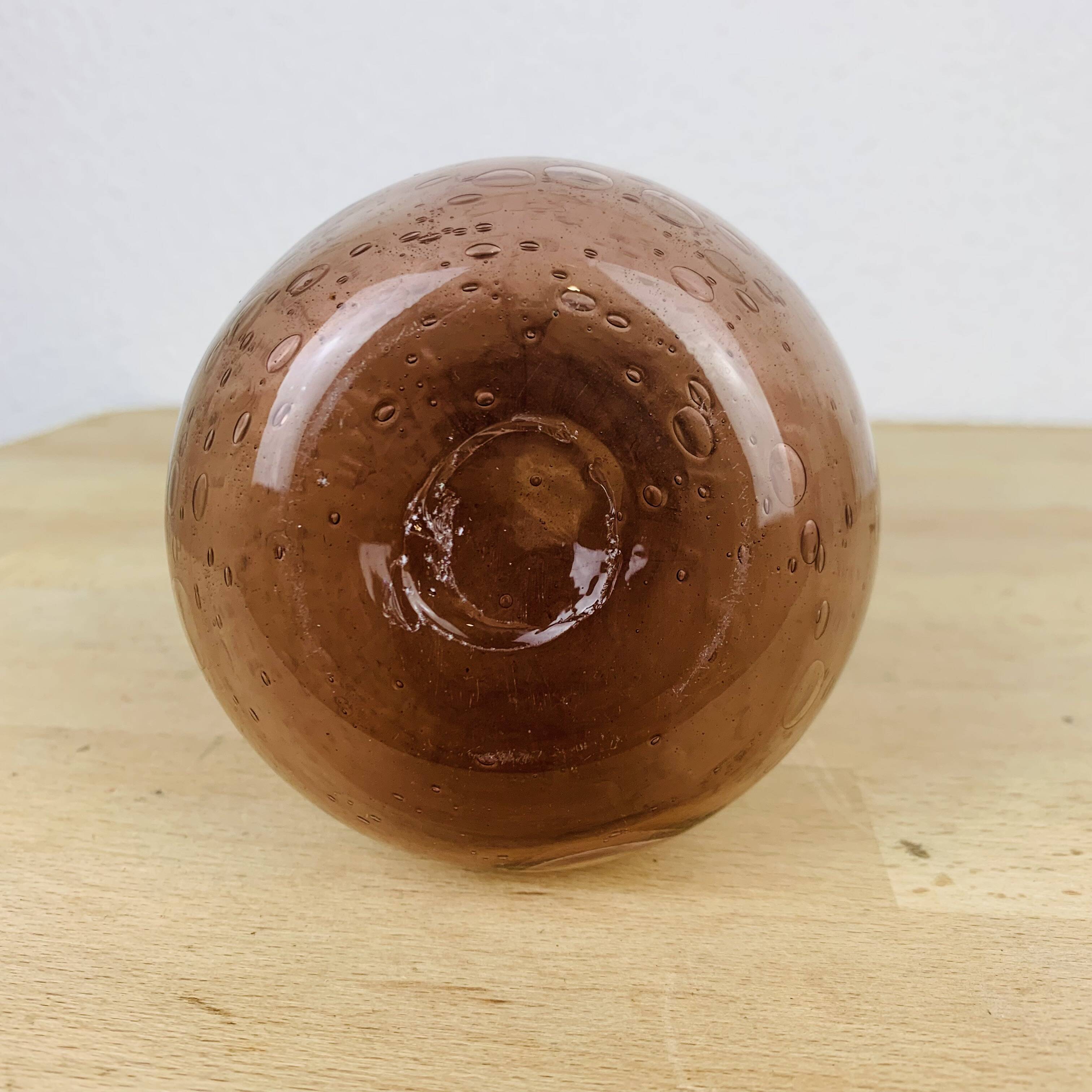 Biot purple bubbled glass soliflore vase