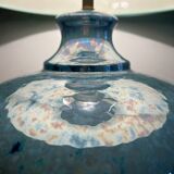 Iridescent blue ceramic lamp from the 80s