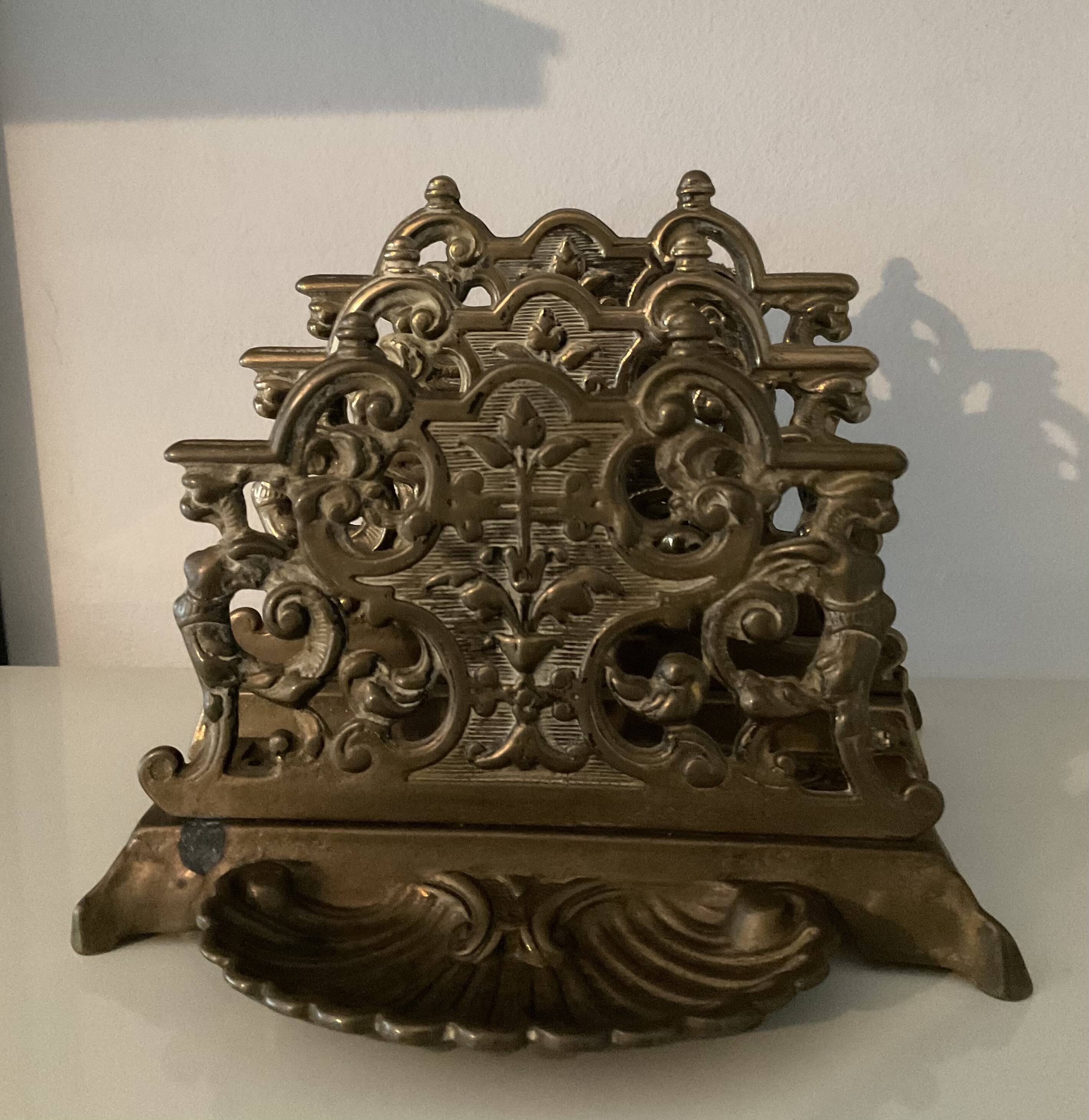 Vintage letter holder in solid bronze