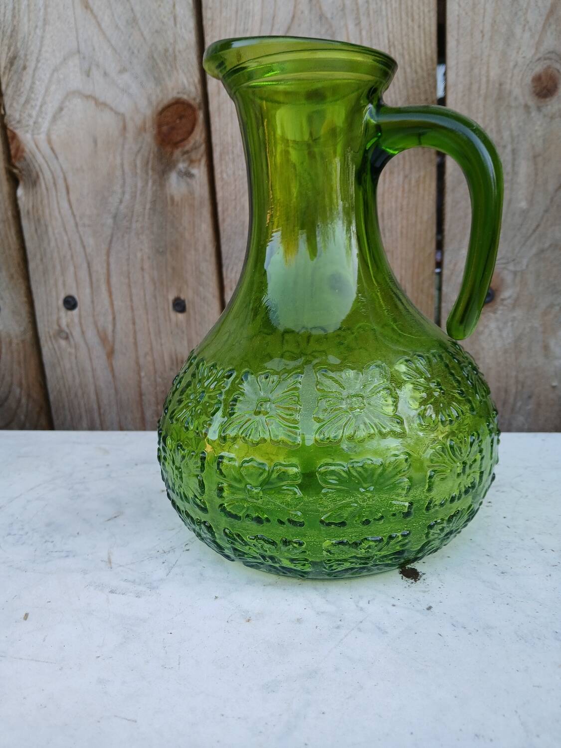 Vintage Italian translucent green carafe