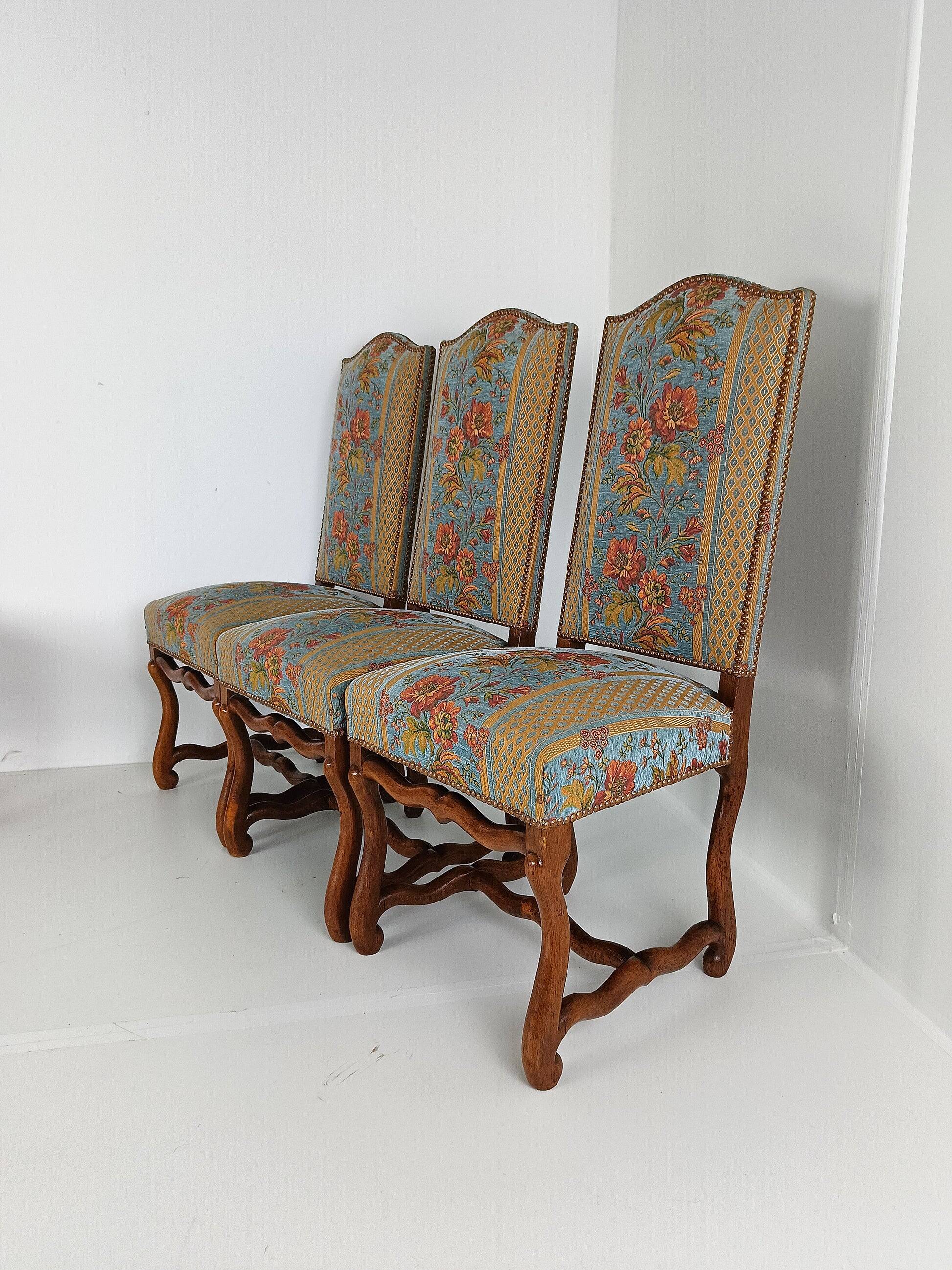 Beech Os De Mouton tapestry chairs (set of 6)