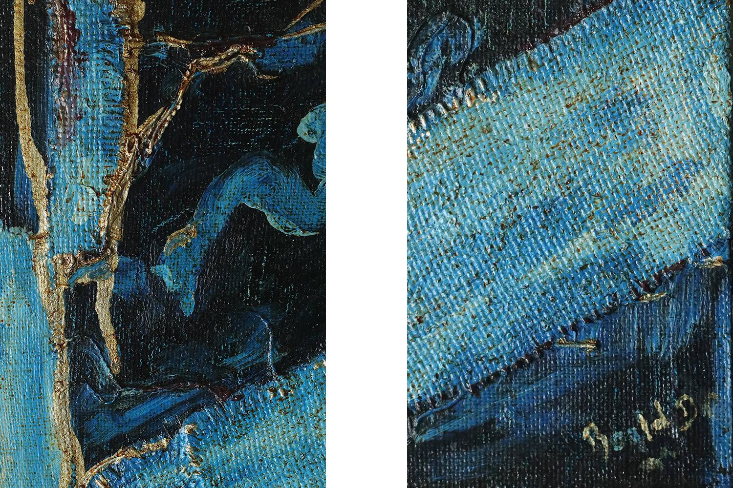 Diptych in oil on canvas, Roald Ditmer, Abstract composition, 1980s, framed, set of 2