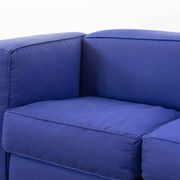 Cassina LC2 3seat Sofa by Charlotte Perriand, Le Corbusier and Pierre Jeanneret in blue fabrics