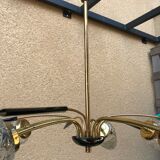 Brass and moulded glass chandelier