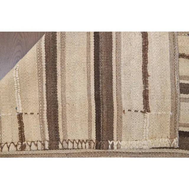 Vintage Turkish Hand-Knotted Wool Cotton Brown Kilim Runner Rug 110x213