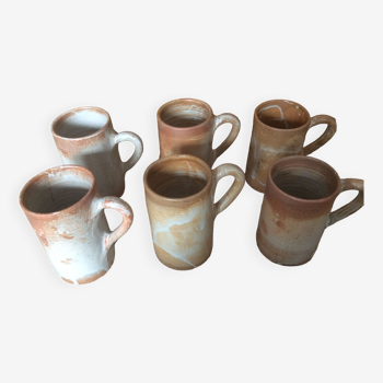 6 stoneware mugs