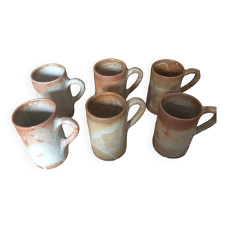 6 stoneware mugs