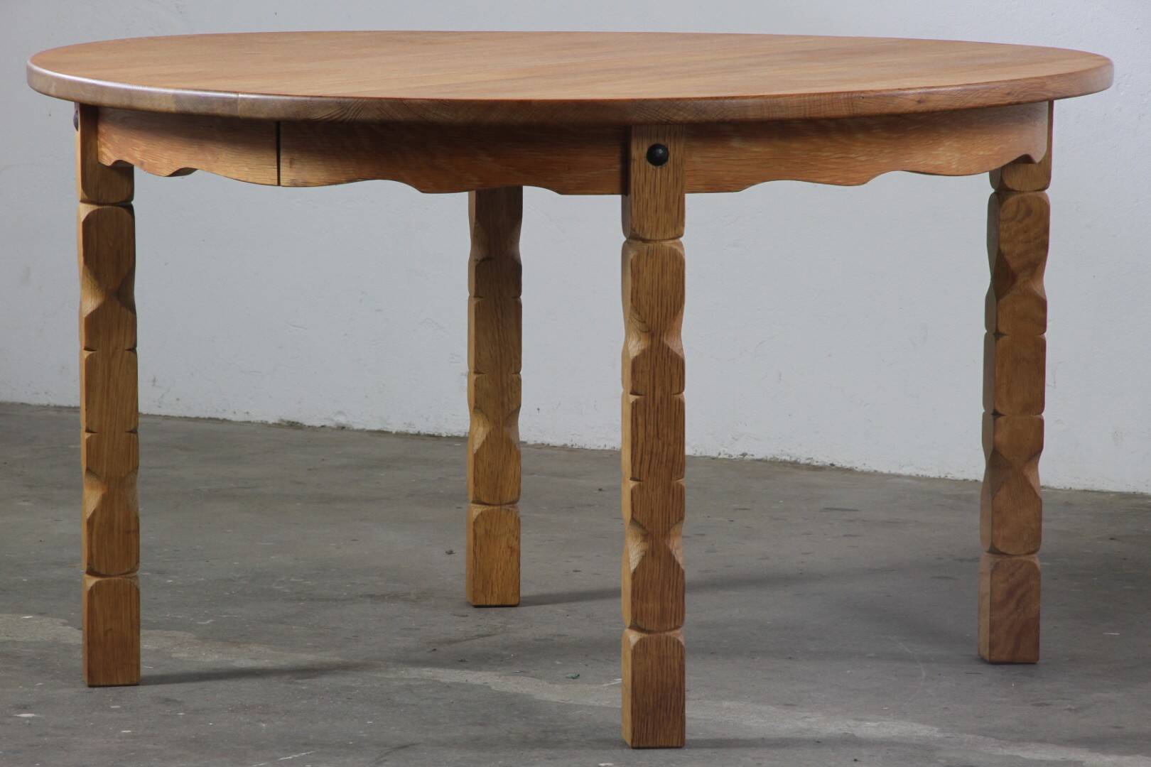 Vintage Danish Modern Oak Round Table, H. Kjærnulf style, 1960s