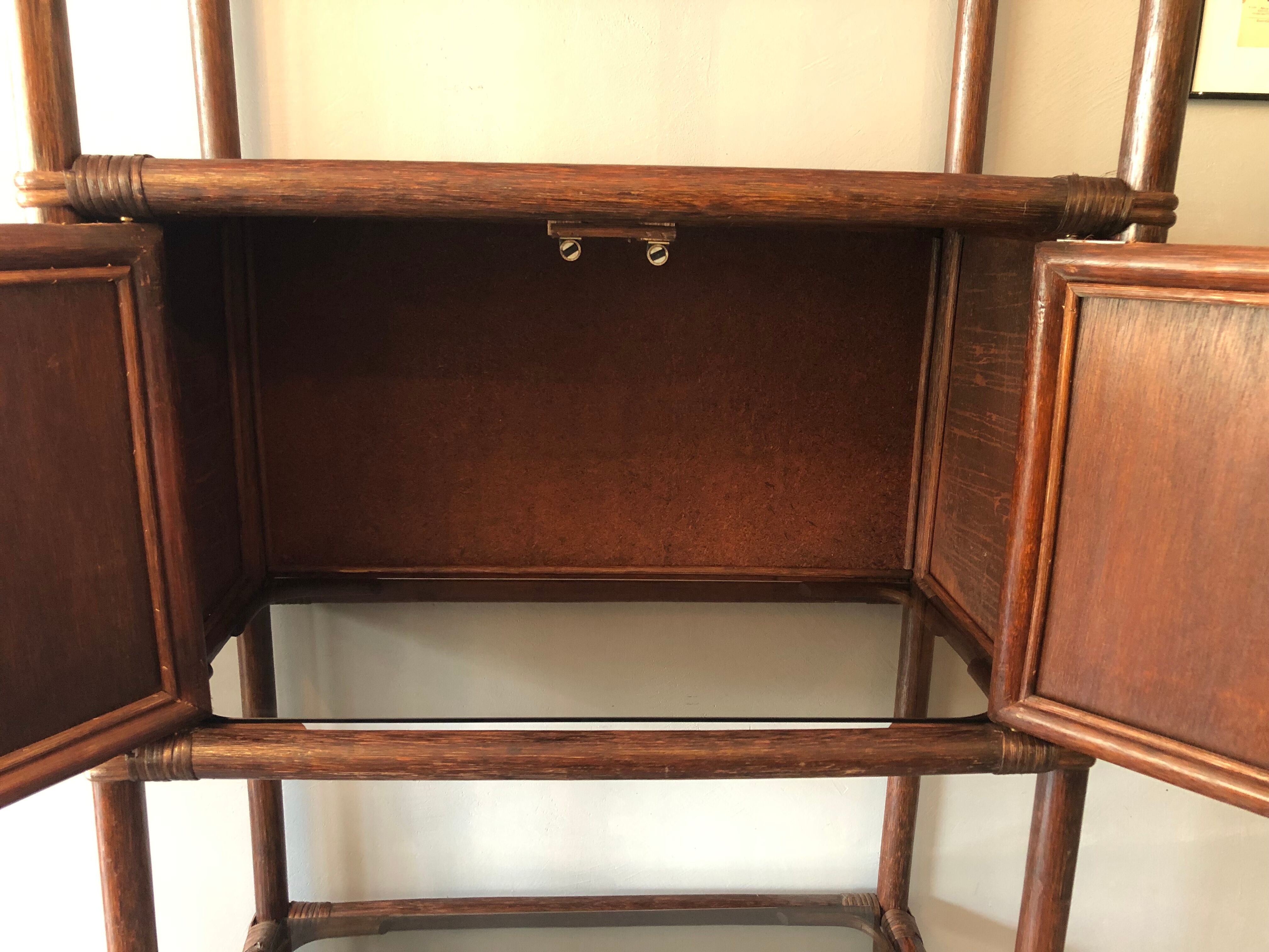 Bamboo and rattan bookcase 70s-80s