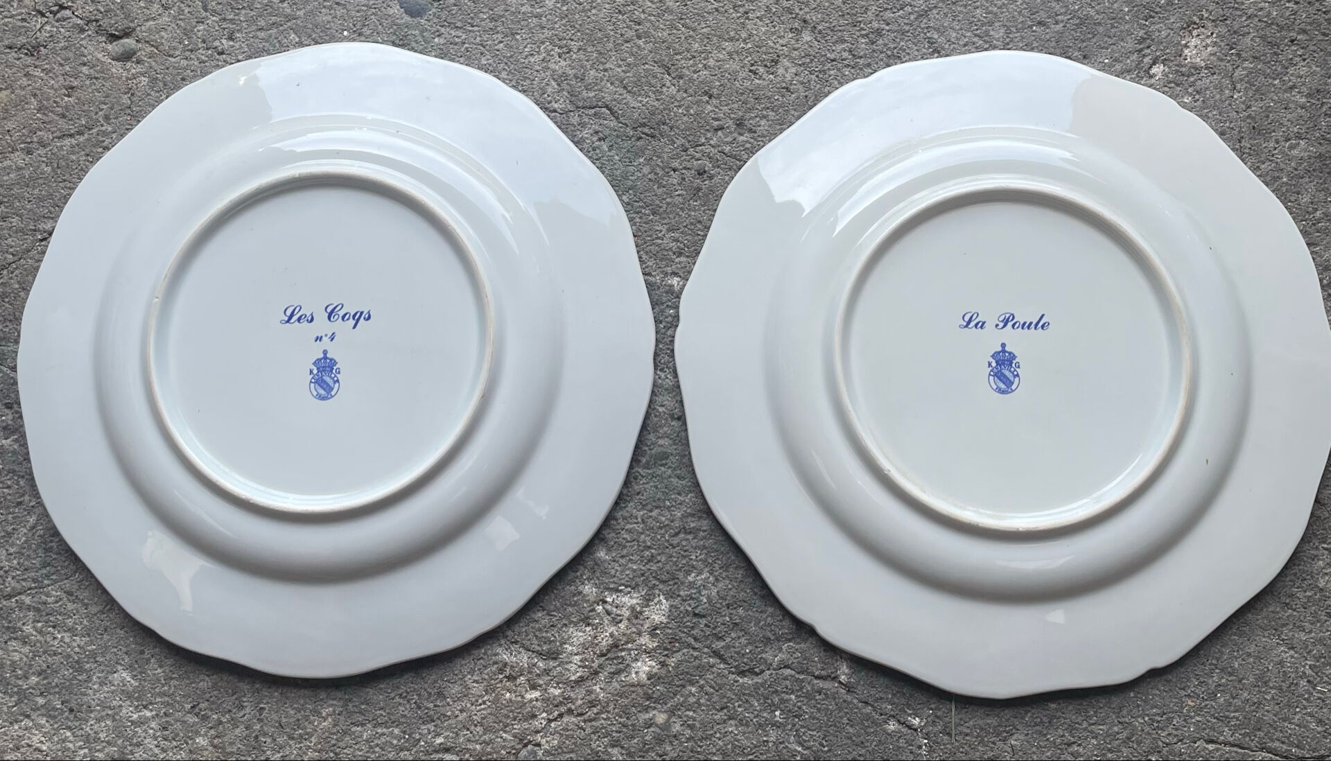 Flat plate the hen et coq earthenware Luneville series