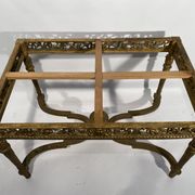 Middle wooden table with green-golden patina Louis XVI style, nineteenth century.