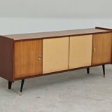 4-door sideboard in light beige and German wood from the 60s