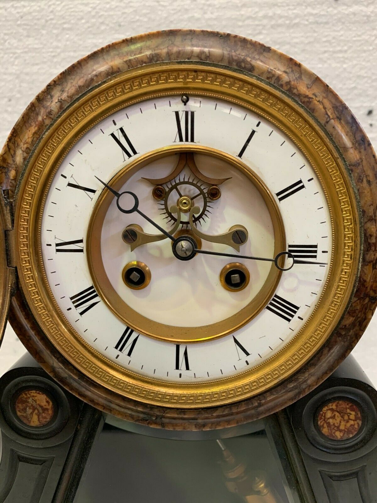 Napoleon III clock in black marble Pendulum Pendulum with mercury XIX century