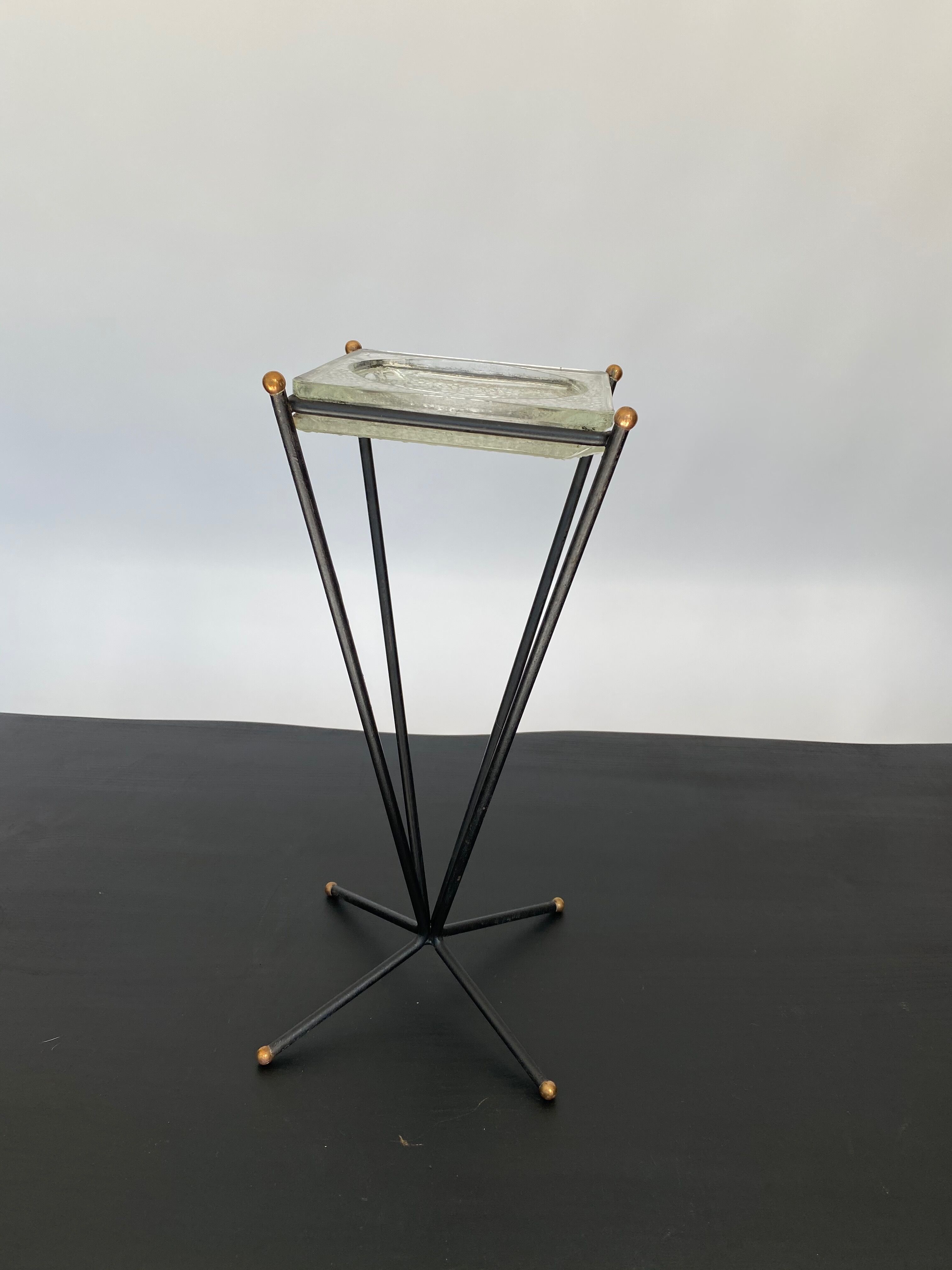 Lumax brass ashtray and glass 1960