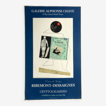 Affiche d'après Max ERNST, Galerie Alphonse Chavé / Oeuvres de Ribemont-Dessaignes, 1980