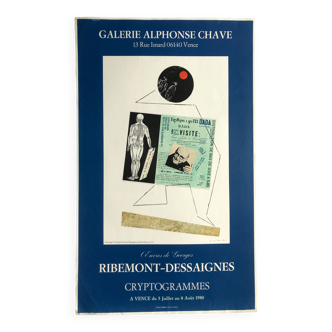 Affiche d'après Max ERNST, Galerie Alphonse Chavé / Oeuvres de Ribemont-Dessaignes, 1980