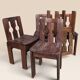 Set of five brutalist chairs in solid pine.