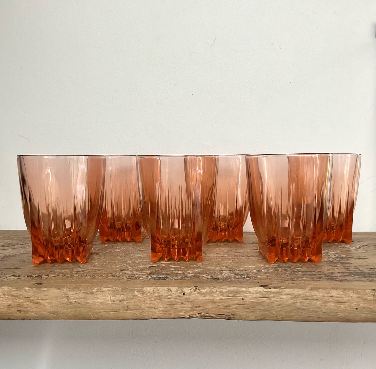 6 vintage “art deco” Rosaline glasses