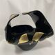 Black Murano-Style Art Glass Centerpiece Bowl with Gold Leaf Accents