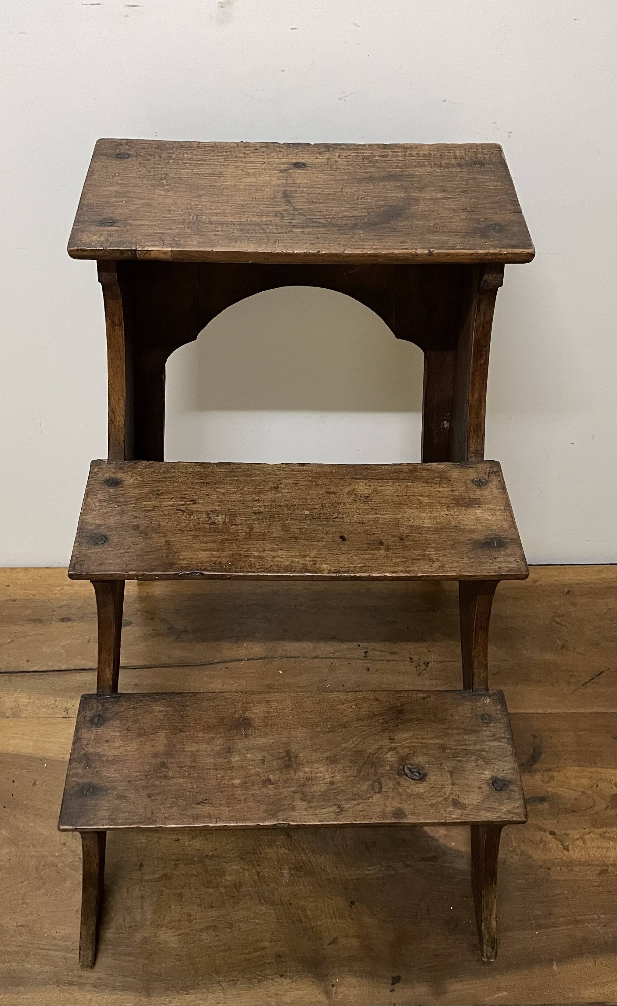 Walnut bookcase step stool