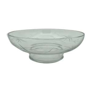 Coupe plat creux en verre signé Lorrain nancy cisele taille decor etoile