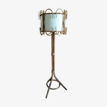 Lampadaire rotin vintage