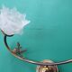Pair of vintage Art Deco pink double wall sconces France