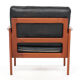 Armchair by Illum Wikkelsoe, leather and teak, vintage, 1960. Renewed belts.