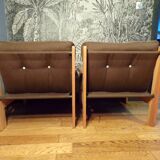 Pair of pine armchairs 1980