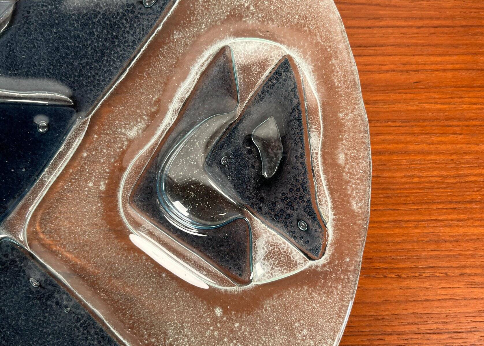 Large glass art bowl from mid-century Danish design, 1960s.