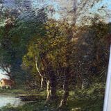 Tableau paysage campagne ancien