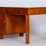 Czech Art Deco Oak Writing Desk Made in the 1930s, Restored