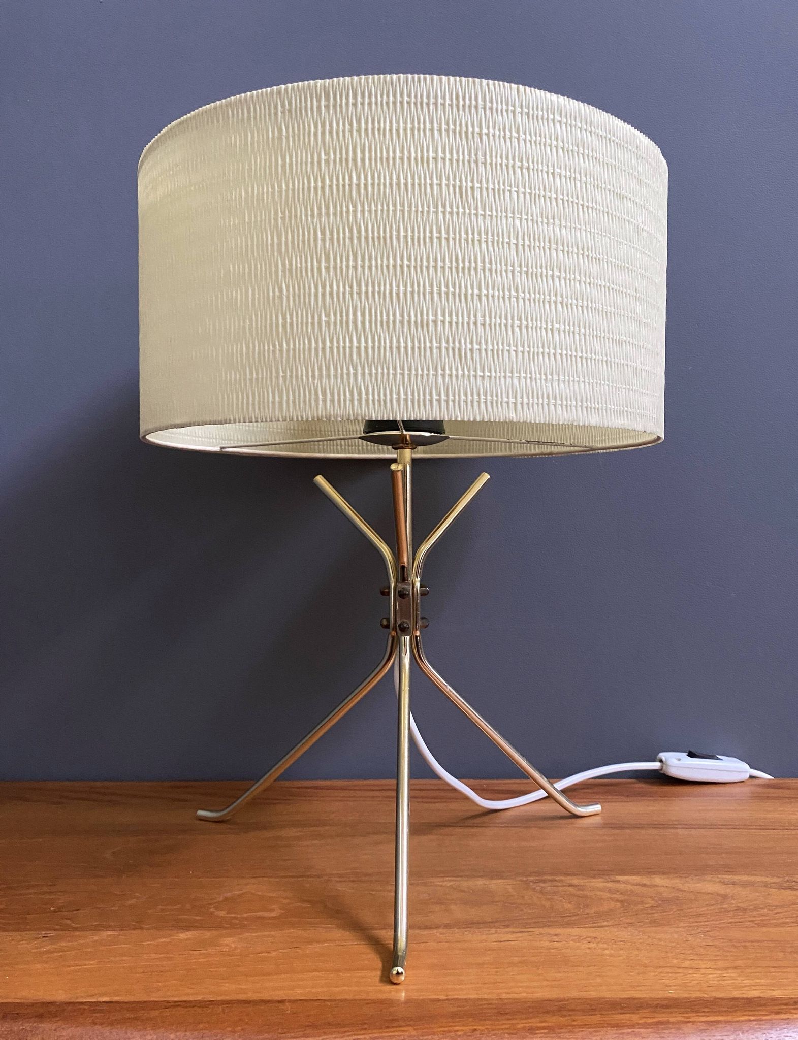 Brass lable lamp with round shade 1960s