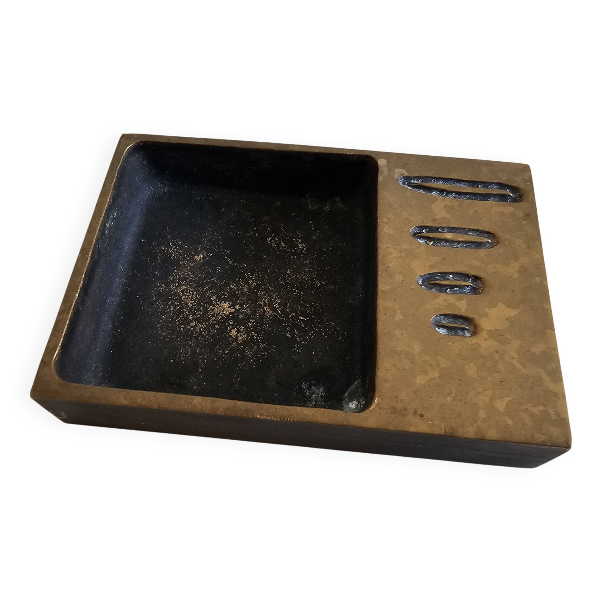 Bronze ashtray attributed to Jacques Lauterbach vintage water from the 1970s