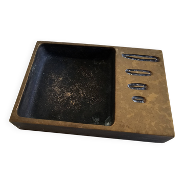 Bronze ashtray attributed to Jacques Lauterbach vintage water from the 1970s