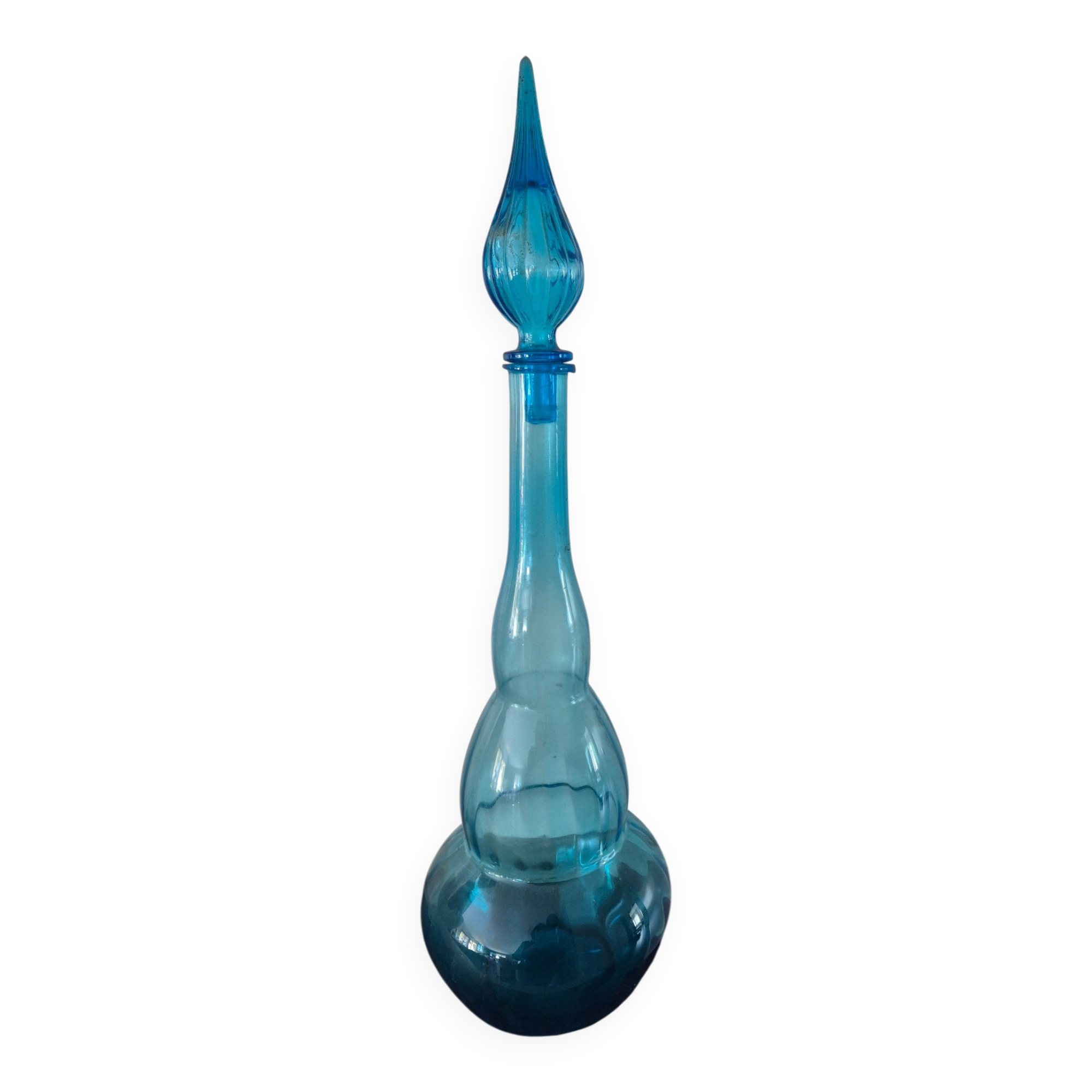 Large glass genie bottle from Empoli.