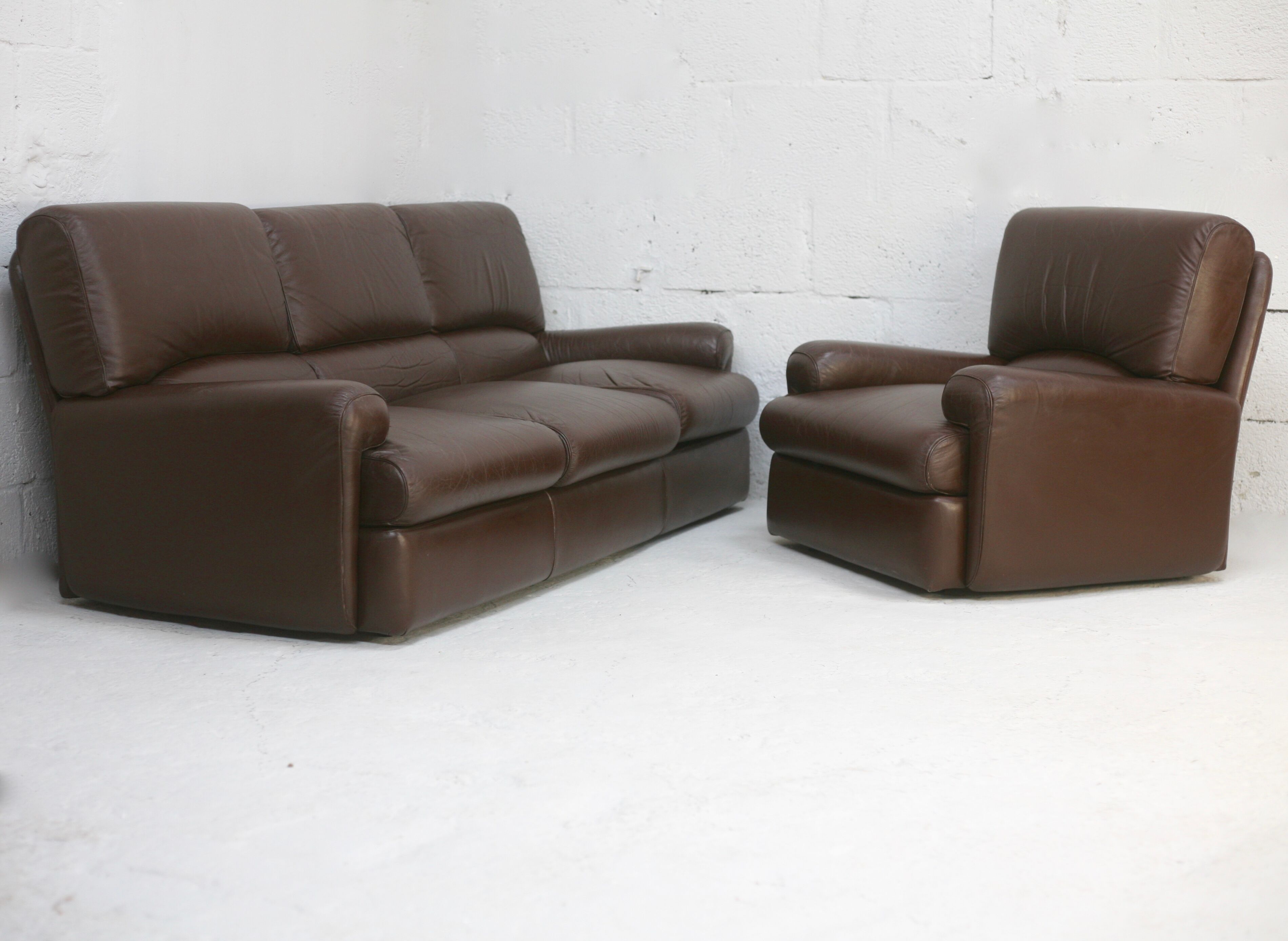 3-seater sofa and leather armchair, Steiner, France, circa 1970