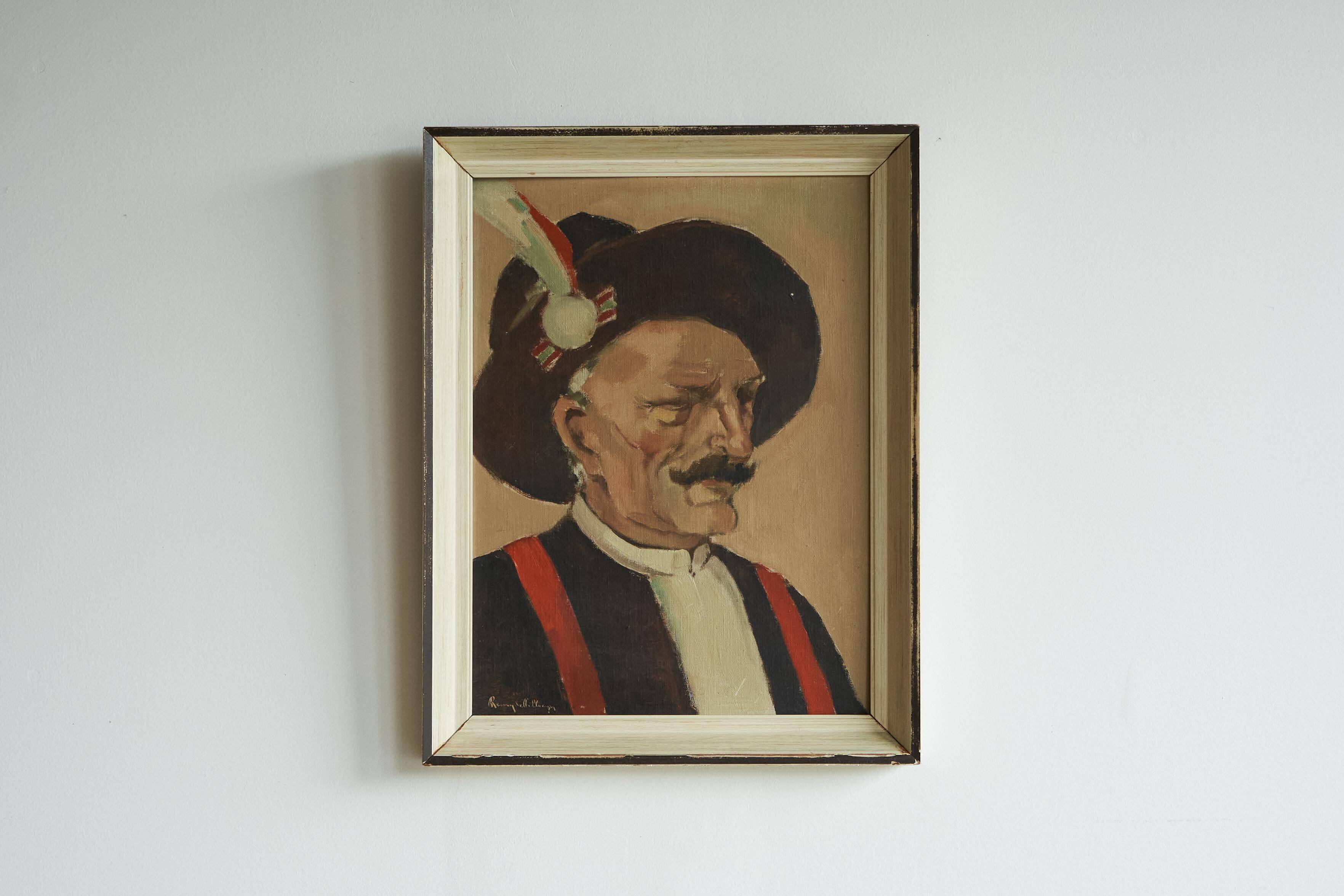 Remy de Pillecyn "Man with Hat", oil on canvas 1964