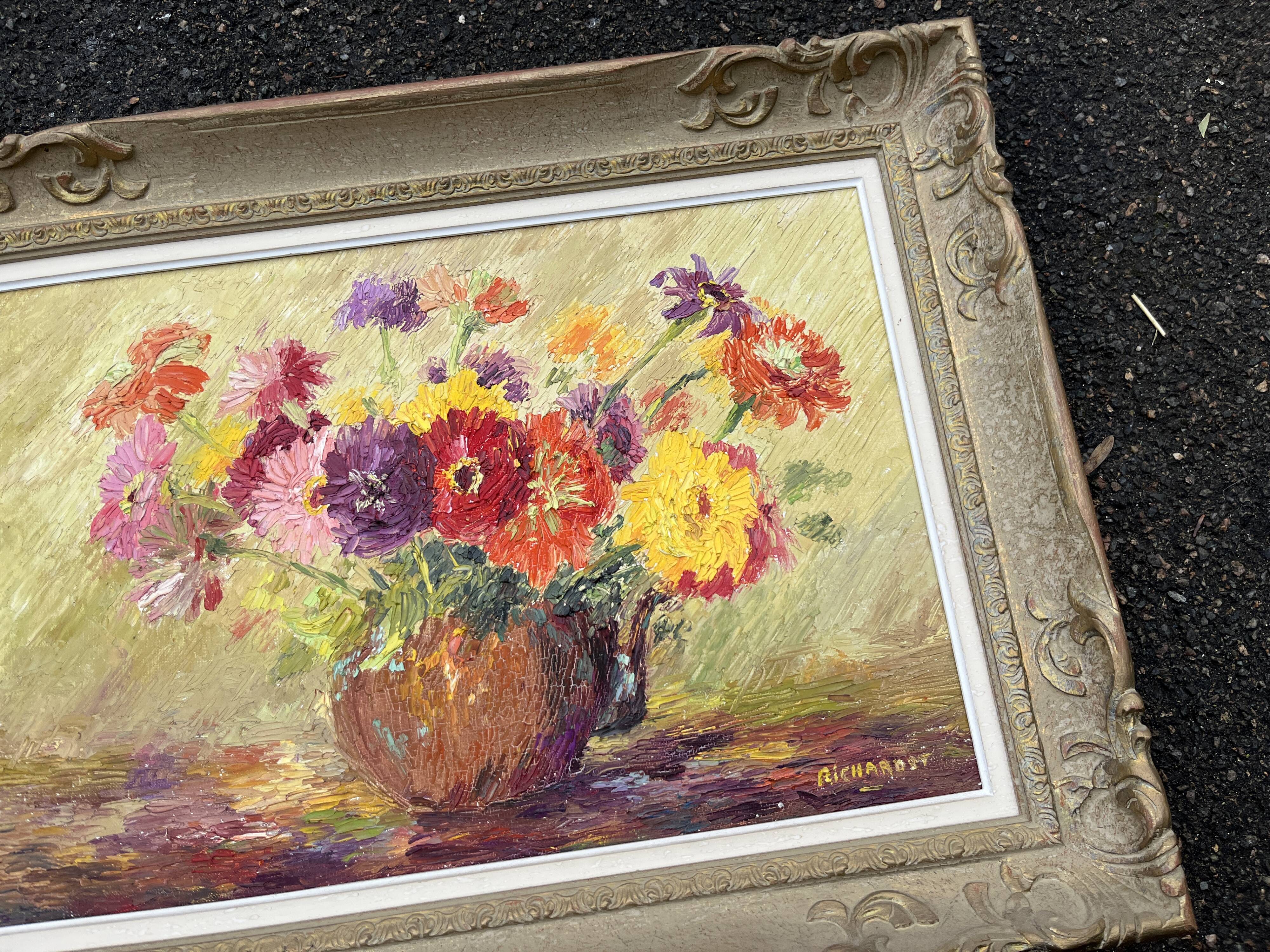 Painting of a bouquet of flowers, signed richard, 69 x 51