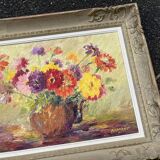Painting of a bouquet of flowers, signed richard, 69 x 51