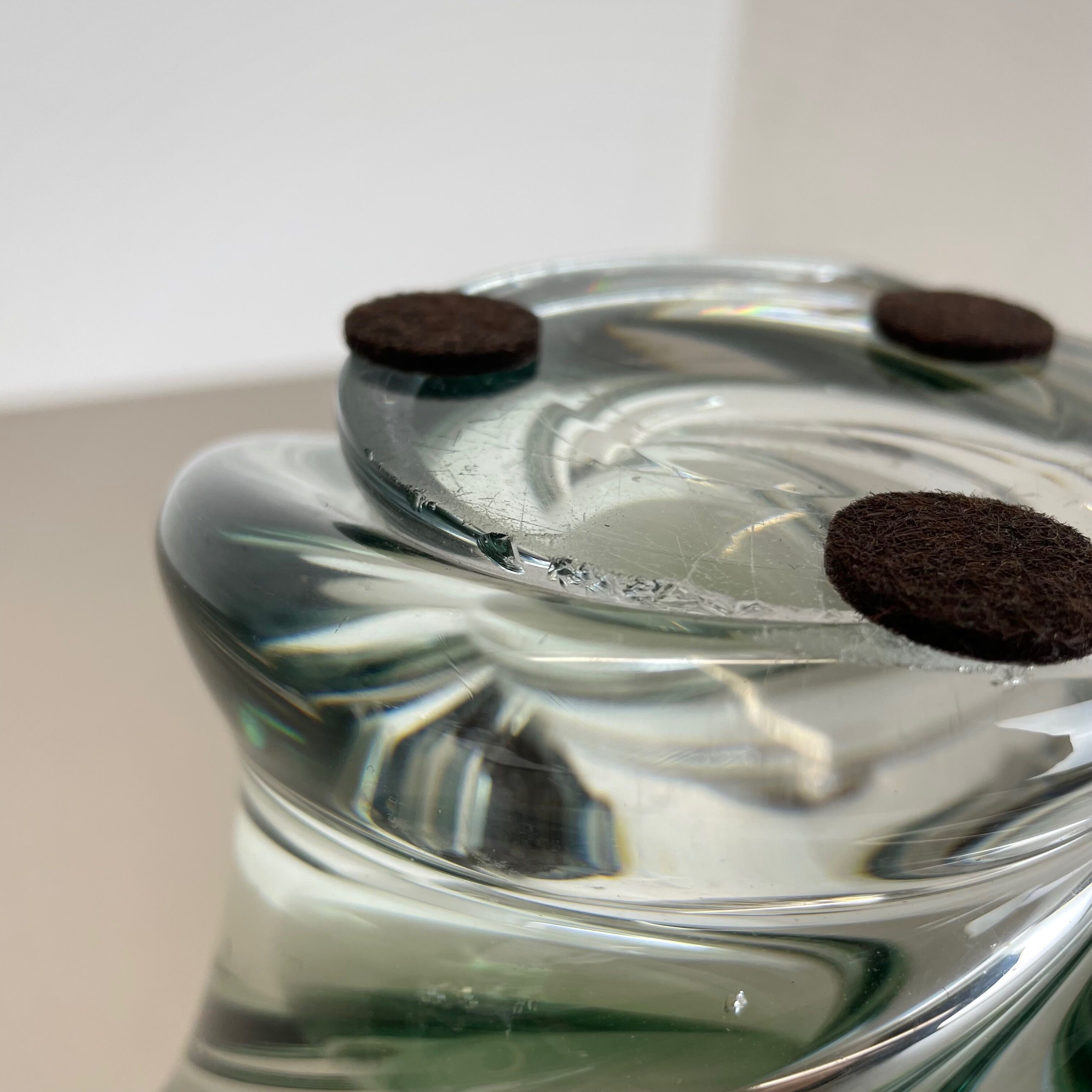 Heavy 5,1kg Crystal "Wave" Glass Vase Object by Val Saint Lambert, Belgium 1960s