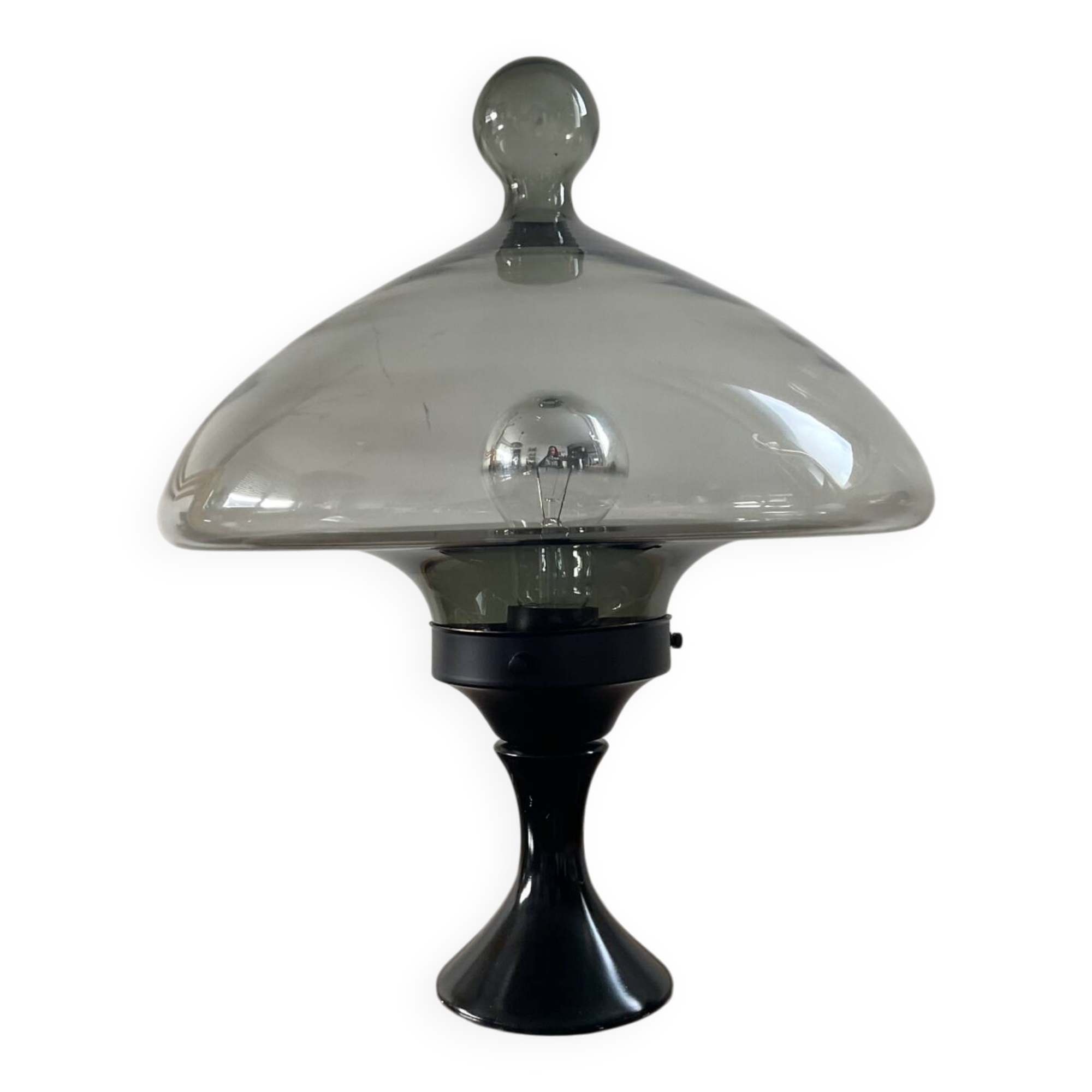 Vintage blown glass and metal lamp